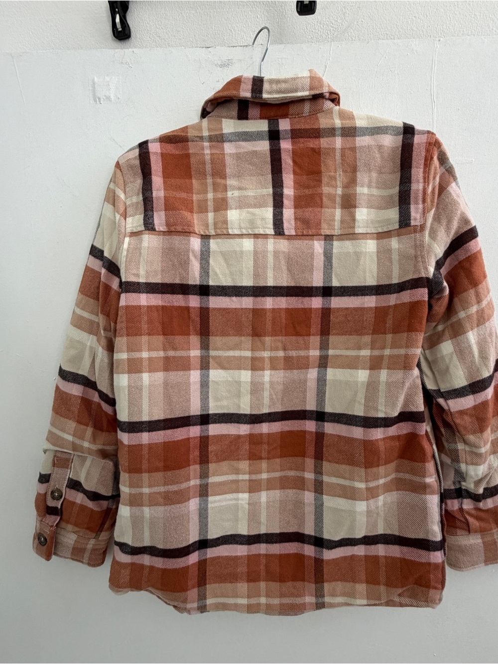 NEW Abercrombie youth Quilted Jacket size 15/16 Cream & Rust Plaid - Picture 5 of 9